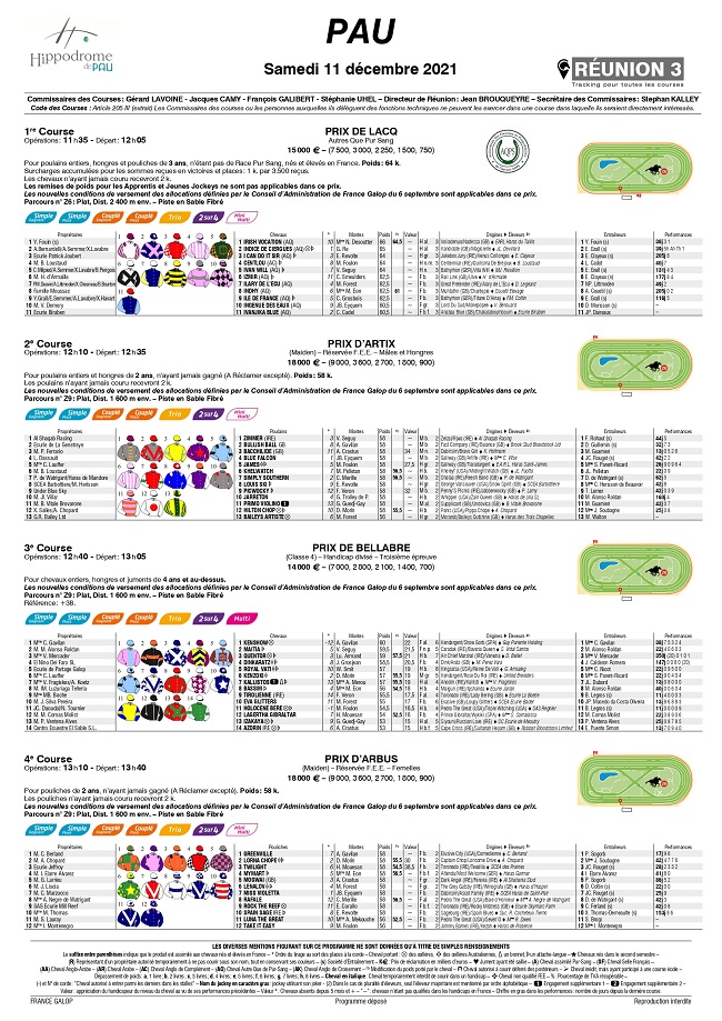 Programme des courses