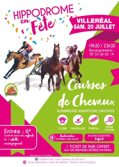RDV sur la page FB Fédération des Courses Hippiques du Sud Ouest